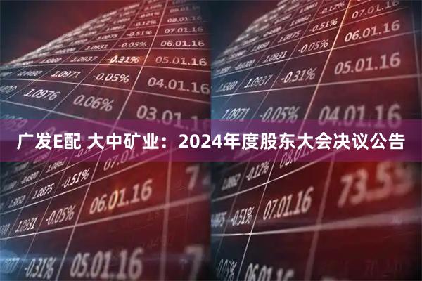 广发E配 大中矿业：2024年度股东大会决议公告