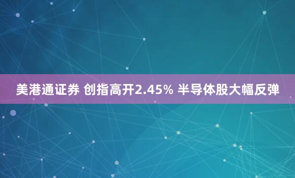 美港通证券 创指高开2.45% 半导体股大幅反弹