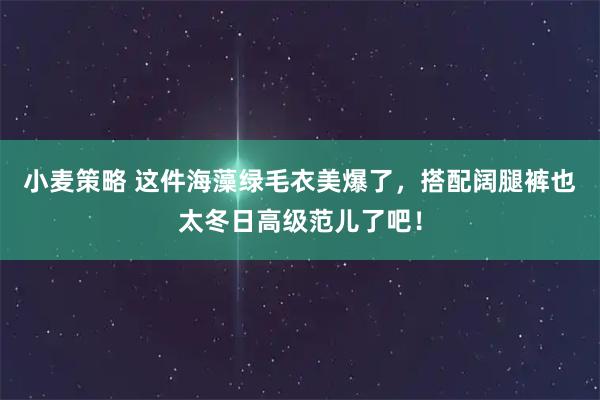 小麦策略 这件海藻绿毛衣美爆了，搭配阔腿裤也太冬日高级范儿了吧！